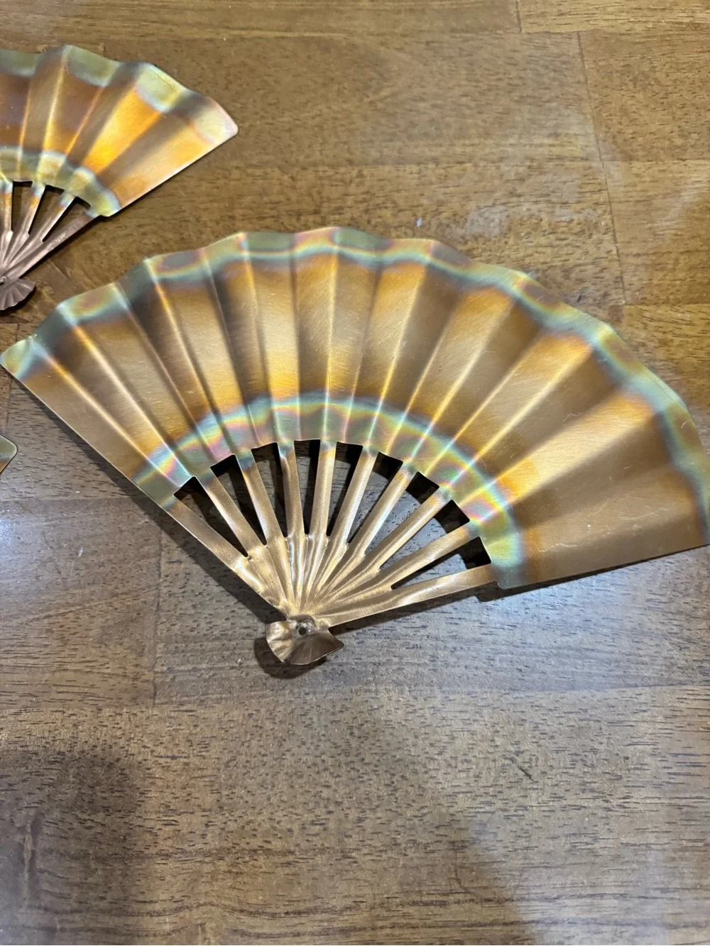 Vintage copper fans wall decor set of 3